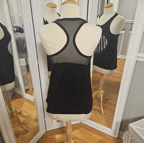 Heart Flag Mesh Racerback Tank Top Black Size M - Picture 3 of 4